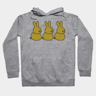 Three Gold Metallic Easter Bunny Rabbits Hoodie